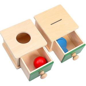 Planet Gates Montessori Materials Match Box Ball Box Coin Box Piggy Bank Set Toys for Toddler Solid Wood Infant Basic Life Skill Toy 8-24 Mon