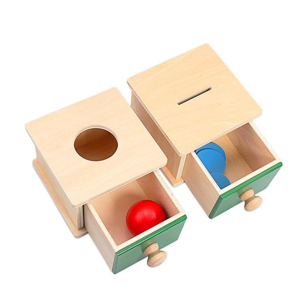Planet Gates Montessori Materials Match Box Ball Box Coin Box Piggy Bank Set Toys for Toddler Solid Wood Infant Basic Life Skill Toy 8-24 Mon