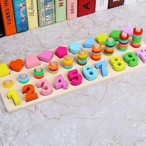 Planet Gates Montessori Montessori Math Toys Digital Shape Pairing Learning Preschool Counting Board Kids Educational Wooden Toys for Children Gift