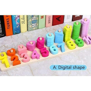 Planet Gates Montessori Montessori Math Toys Digital Shape Pairing Learning Preschool Counting Board Kids Educational Wooden Toys for Children Gift