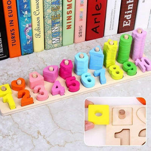 Planet Gates Montessori Montessori Math Toys Digital Shape Pairing Learning Preschool Counting Board Kids Educational Wooden Toys for Children Gift
