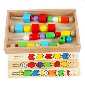 Planet Gates Montessori Wooden Educational Wood Bead Sequencing Box Color Geometrical Shape Math Toys Early Learning Birthday Gift