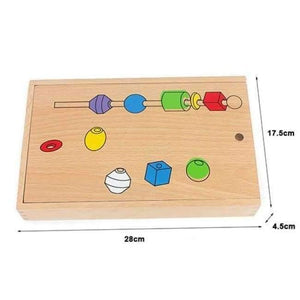 Planet Gates Montessori Wooden Educational Wood Bead Sequencing Box Color Geometrical Shape Math Toys Early Learning Birthday Gift