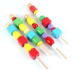 Planet Gates Montessori Wooden Educational Wood Bead Sequencing Box Color Geometrical Shape Math Toys Early Learning Birthday Gift