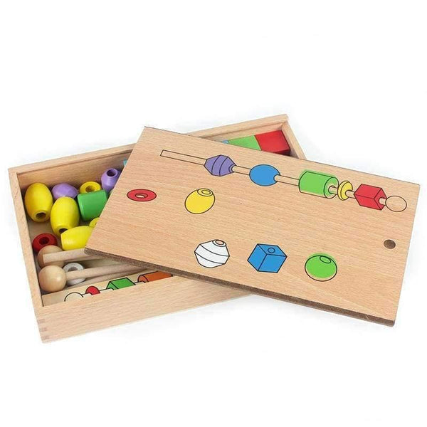 Planet Gates Montessori Wooden Educational Wood Bead Sequencing Box Color Geometrical Shape Math Toys Early Learning Birthday Gift