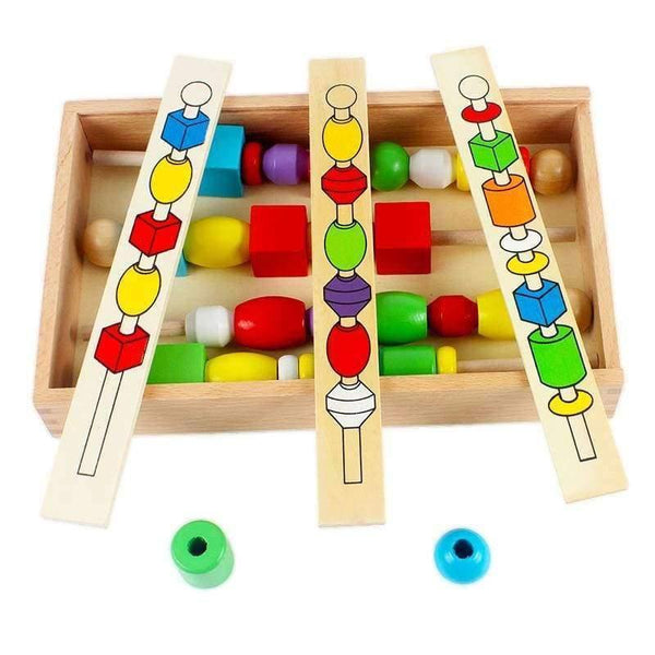 Planet Gates Montessori Wooden Educational Wood Bead Sequencing Box Color Geometrical Shape Math Toys Early Learning Birthday Gift