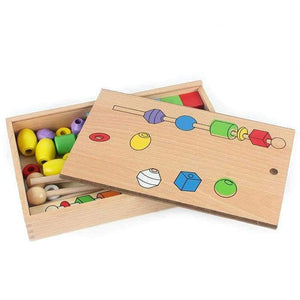 Planet Gates Montessori Wooden Educational Wood Bead Sequencing Box Color Geometrical Shape Math Toys Early Learning Birthday Gift