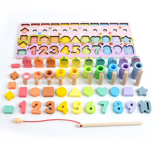 Planet Gates Montessori Wooden Math Toys Educational Teaching Aids Figure Matching Puzzle Preschool Busy Board Geometry Digital Toy Kids Gift