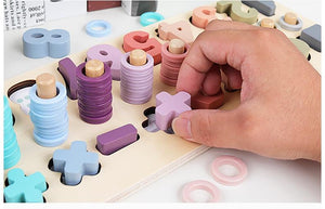 Planet Gates Montessori Wooden Math Toys Educational Teaching Aids Figure Matching Puzzle Preschool Busy Board Geometry Digital Toy Kids Gift