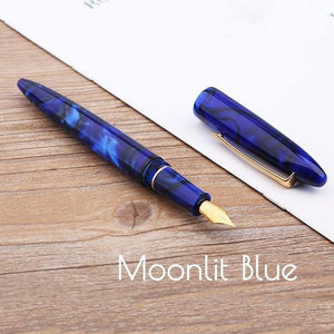 Planet Gates Moonlit Blue / as picture Business Fountain Pen Acrylic Resin Fine Nib Pen with Box for  Christmas Gift Wedding Signing Office Supplies