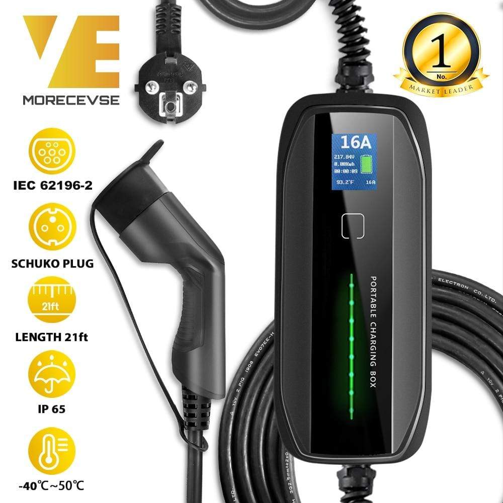 Planet Gates Morec Type 2 Portable EV Charging Box Cable Switchable 10/16A Schuko Plug Electric Vehicle Car Charger EVSE 2.2/3.6KW