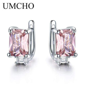 Planet Gates Morganite UMCHO Solid Genuine 925 Sterling Silver Earrings Gemstone Created Emerald Clip Earrings For Female Wedding Gifts Fine Jewelry