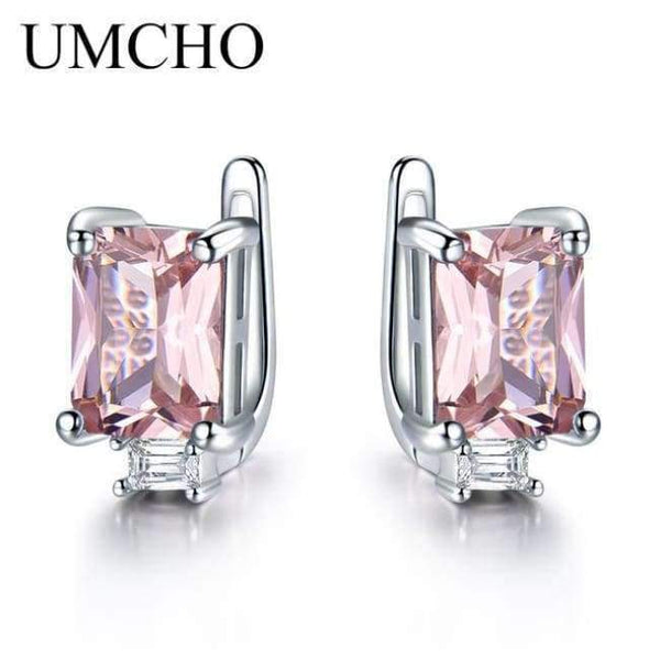 Planet Gates Morganite UMCHO Solid Genuine 925 Sterling Silver Earrings Gemstone Created Emerald Clip Earrings For Female Wedding Gifts Fine Jewelry