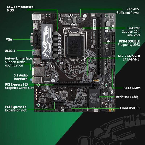 Planet Gates Motherboard Challenger H410M USB3.1 LGA1200 M-ATX SATA 3.0 PCI-E NVME Support intel 10th Core Dual channel DDR4