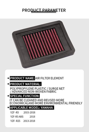Planet Gates Motorcycle Air Filter Intake Cleaner For  YZF R3 2015-2018 YZF-R3 ABS 2018 YZF R25 YZF-R25 2013-2018