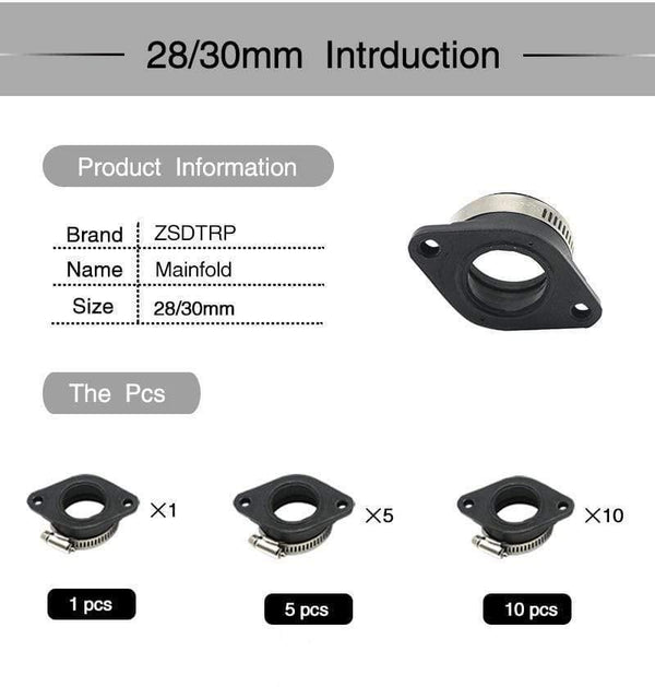 Planet Gates Motorcycle Carburetor Adapter Inlet Intake Pipe Rubber Mat Fit on PWK 28/30mm 32/34mm Carburetor  UTV ATV Pit Dirt Bike