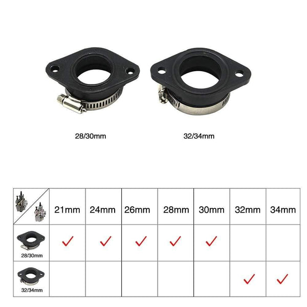 Planet Gates Motorcycle Carburetor Adapter Inlet Intake Pipe Rubber Mat Fit on PWK 28/30mm 32/34mm Carburetor  UTV ATV Pit Dirt Bike