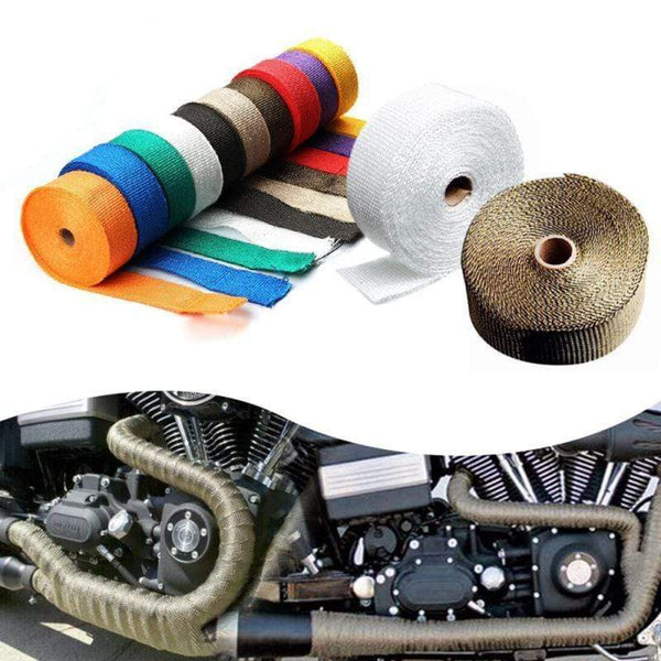 Planet Gates Motorcycle Exhaust Thermal Tape  Header Heat Wrap Manifold Insulation Roll 1.5mm*25mm*5m Turbo Heat Insulation Tape