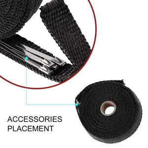 Planet Gates Motorcycle Exhaust Thermal Tape  Header Heat Wrap Manifold Insulation Roll 1.5mm*25mm*5m Turbo Heat Insulation Tape