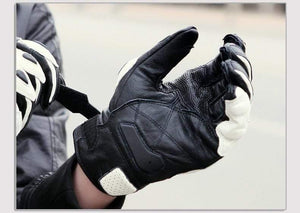 Planet Gates Motorcycle Gloves black Racing Genuine Leather Motorbike white Road Racing Team Glove men summer winter