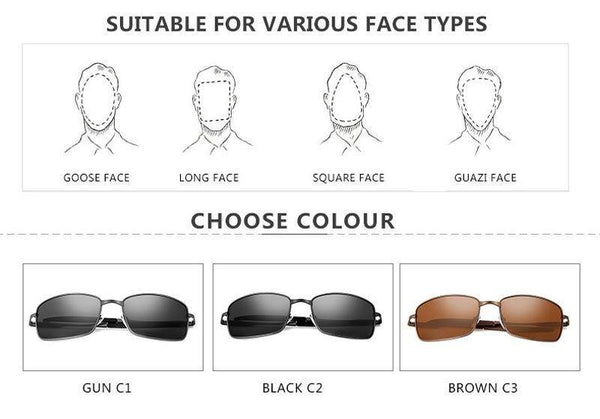 Planet Gates MPTYJ049 BLACK / PHOTO COLOR Brand Designer Driving Polarized Sunglasses Men Rectangle Metal Sun Glasses Eyewear Accessories