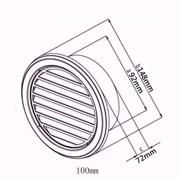 Planet Gates MTGATHER ABS Air Vent Grille Metal Ventilation Cover Wall Grilles Duct Louvre Wall Ventilation Outlet Exhaust Grille Round 100mm