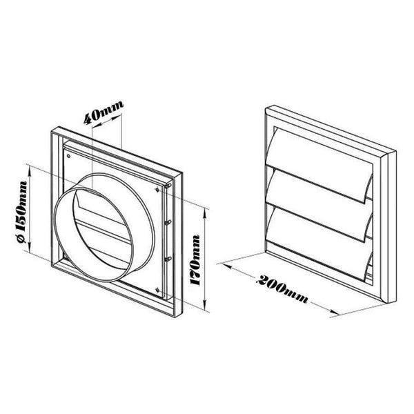Planet Gates MTGATHER Air Vent Grille Ventilation Cover Plastic White Wall Grilles Duct 200x200x40mm Heating Cooling & Vents Vents