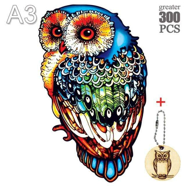 Planet Gates MTY-02-A3 3D Puzzle Board Game Montessori Educational Wooden Toys Puzzle Animal Jigsaw Puzzles Owl for Adult Kids Wooden Toy Gift