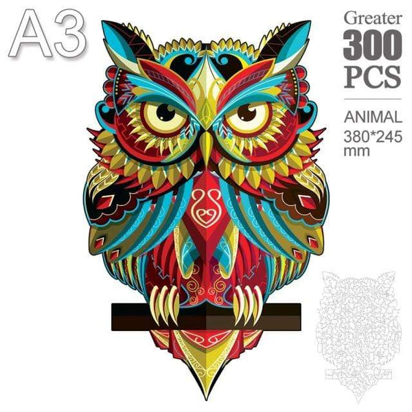 Planet Gates MTY-12-A3 3D Puzzle Board Game Montessori Educational Wooden Toys Puzzle Animal Jigsaw Puzzles Owl for Adult Kids Wooden Toy Gift