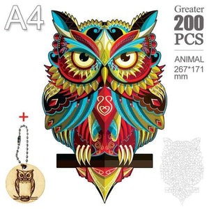 Planet Gates MTY-12-A4 3D Puzzle Board Game Montessori Educational Wooden Toys Puzzle Animal Jigsaw Puzzles Owl for Adult Kids Wooden Toy Gift