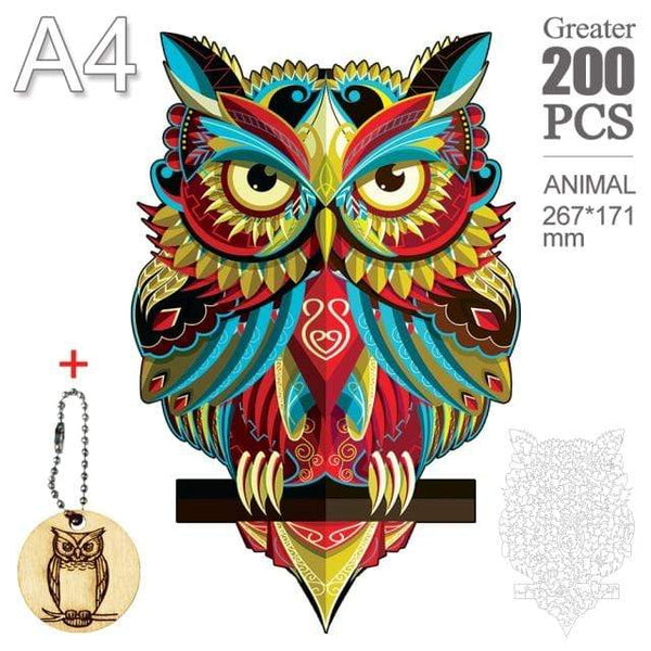 Planet Gates MTY-12-A4 3D Puzzle Board Game Montessori Educational Wooden Toys Puzzle Animal Jigsaw Puzzles Owl for Adult Kids Wooden Toy Gift