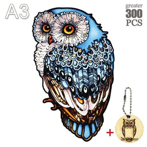 Planet Gates MTY-23-A3 3D Puzzle Board Game Montessori Educational Wooden Toys Puzzle Animal Jigsaw Puzzles Owl for Adult Kids Wooden Toy Gift