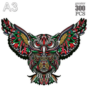 Planet Gates MTY-28-A3 3D Puzzle Board Game Montessori Educational Wooden Toys Puzzle Animal Jigsaw Puzzles Owl for Adult Kids Wooden Toy Gift