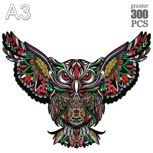 Planet Gates MTY-28-A3 3D Puzzle Board Game Montessori Educational Wooden Toys Puzzle Animal Jigsaw Puzzles Owl for Adult Kids Wooden Toy Gift