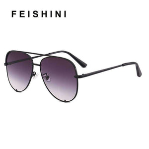 Planet Gates MTYJ052 Blue c6 / photo color FEISHINI Trendy Silver Mirror Metal Sun Glasses Men Brand Designer Pilot Sunglasses Women Shades Top Fashion Eyewear 2018