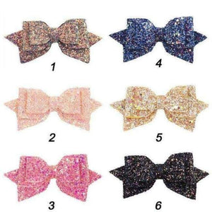 Planet Gates Multi 12 Pieces/lot 5" Glitter Hair Bows Hair Clips For Girls Kids Women Rainbow Bling Layers Ponytail Bows Hairgrips Hair Accessories