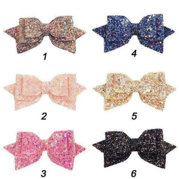 Planet Gates Multi 12 Pieces/lot 5" Glitter Hair Bows Hair Clips For Girls Kids Women Rainbow Bling Layers Ponytail Bows Hairgrips Hair Accessories