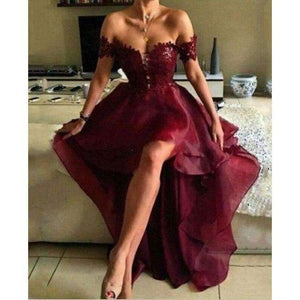 Planet Gates Multi / 6 High Low Burgundy Bridesmaid Dresses Sexy Appliques Backless Prom Dress Prom Party Gowns 2018 Vestido de festa