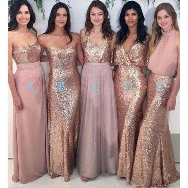 Planet Gates Multi / 6 New Dark pink long bridesmaid dresses custom made sequined prom dress for wedding party gowns Plus Vestidos