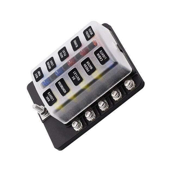 Blade Fuse Box Holder 12V 32V for Car Boat Marine Caravan Trike Car Fuse Blocks with LED Indicator Warning Light 6/8/10/12 Way