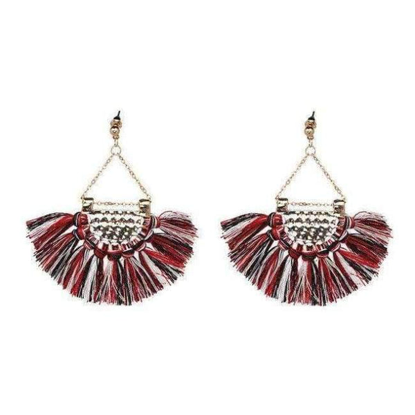 Planet Gates Multi Fan shaped Cotton Tassels Bohemia Earrings For Women Ethnic Jewelry Big Dangle Earrings Handmade Fringe Pendientes