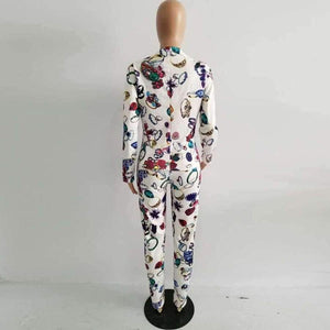 Planet Gates Multi / L Elegant Women Business Suits Casual Ladies Autumn Office Work Suits 2017 Blazer And Trousers Print Two Piece Set