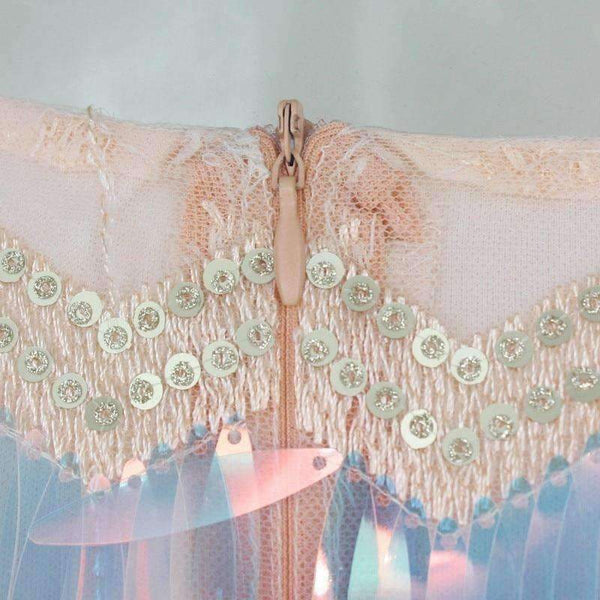 Planet Gates Multi / L Evening Party Sexy V Neck Mini Dress Women 2018 Crystal Outfits Dresses Summer Long Sleeve Zipper Sequin Dress Vestidos