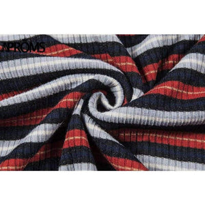 Planet Gates Multi / L Multi Stripe Blocked Stretch T-shirt Women Summer Crop Top 90s Basic Tshirt Casual Short Sleeve Ribbed T Shirt Female Top