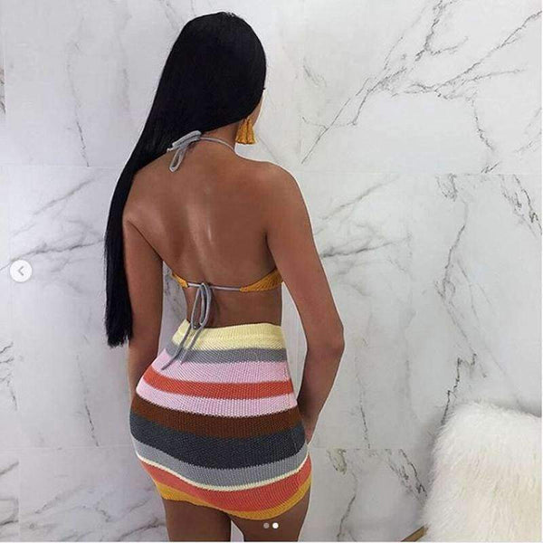 Planet Gates Multi / L Summer Women Dress Casual Sleeveless Slim Women's Dresses Backless Special Evenning Party Above Knee Mini Dress