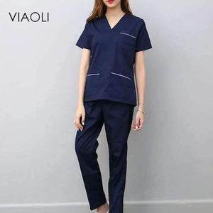 Planet Gates Multi / L Women and men Medical Uniforms Nursing Scrubs Clothes Short Sleeve coat Doctor Clothing  Brush hand clothing v-collar