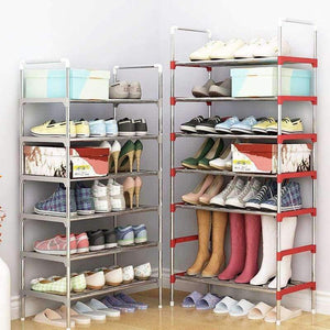 Planet Gates Multi Layer Shoe Rack with handrail Galvanized steel pipe shoe cabinet shoe organizer removable shoe storage for home furniture