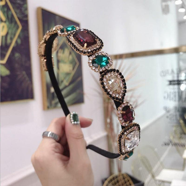 New High-end Hair Accessories Women's Rhinestones Super Flash Alloy Diamonds Fine Side Hairband Headband Fashion Girl Hair Band