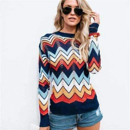 Planet Gates Multi / S Autumn Winter Women Colorful Striped Sweater 2018 Casual Long Sleeve O-neck Knitted Pullovers Female Tricot Knitwear