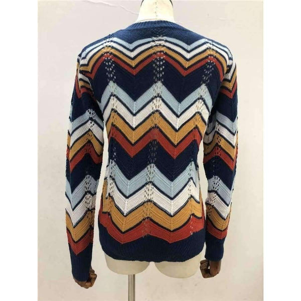 Planet Gates Multi / S Autumn Winter Women Colorful Striped Sweater 2018 Casual Long Sleeve O-neck Knitted Pullovers Female Tricot Knitwear